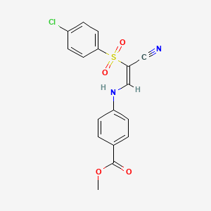 (Z)-methyl 4-((2-((4-chlorophenyl)sulfonyl)-2-cyanovinyl)amino)benzoate