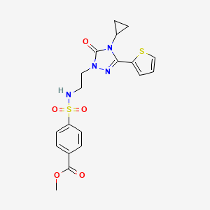 molecular formula C19H20N4O5S2 B2604618 methyl 4-({2-[4-cyclopropyl-5-oxo-3-(thiophen-2-yl)-4,5-dihydro-1H-1,2,4-triazol-1-yl]ethyl}sulfamoyl)benzoate CAS No. 1448130-58-2