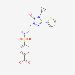 methyl 4-(N-(2-(4-cyclopropyl-5-oxo-3-(thiophen-2-yl)-4,5-dihydro-1H-1,2,4-triazol-1-yl)ethyl)sulfamoyl)benzoate