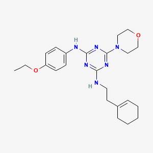 molecular formula C23H32N6O2 B2604661 N2-(2-(cyclohex-1-en-1-yl)ethyl)-N4-(4-ethoxyphenyl)-6-morpholino-1,3,5-triazine-2,4-diamine CAS No. 422536-35-4