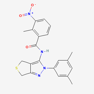 molecular formula C21H20N4O3S B2604676 N-[2-(3,5-dimethylphenyl)-4,6-dihydrothieno[3,4-c]pyrazol-3-yl]-2-methyl-3-nitrobenzamide CAS No. 396721-98-5