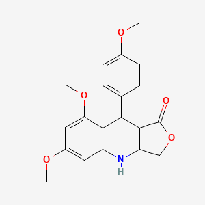 molecular formula C20H19NO5 B2604681 6,8-dimethoxy-9-(4-methoxyphenyl)-1H,3H,4H,9H-furo[3,4-b]quinolin-1-one CAS No. 1272756-30-5