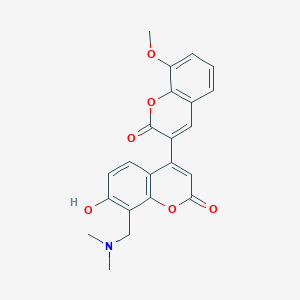 molecular formula C22H19NO6 B2604698 8'-((dimethylamino)methyl)-7'-hydroxy-8-methoxy-2H,2'H-[3,4'-bichromene]-2,2'-dione CAS No. 859142-75-9