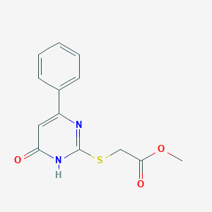 molecular formula C13H12N2O3S B2604711 Methyl 2-((6-oxo-4-phenyl-1,6-dihydropyrimidin-2-yl)thio)acetate CAS No. 738603-41-3