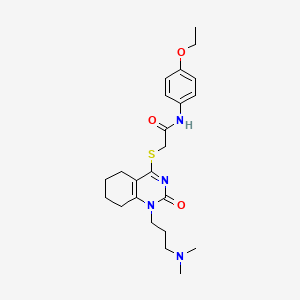 molecular formula C23H32N4O3S B2604713 2-((1-(3-(dimethylamino)propyl)-2-oxo-1,2,5,6,7,8-hexahydroquinazolin-4-yl)thio)-N-(4-ethoxyphenyl)acetamide CAS No. 941999-30-0