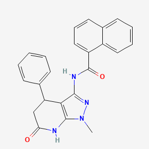 molecular formula C24H20N4O2 B2604734 N-(1-methyl-6-oxo-4-phenyl-4,5,6,7-tetrahydro-1H-pyrazolo[3,4-b]pyridin-3-yl)-1-naphthamide CAS No. 1170391-30-6