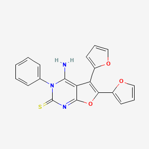 molecular formula C20H13N3O3S B2604743 4-Amino-5,6-bis(furan-2-yl)-3-phenylfuro[2,3-d]pyrimidine-2-thione CAS No. 685106-49-4