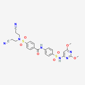 molecular formula C25H25N7O7S2 B2604759 4-(N,N-bis(2-cyanoethyl)sulfamoyl)-N-(4-(N-(2,6-dimethoxypyrimidin-4-yl)sulfamoyl)phenyl)benzamide CAS No. 459154-61-1