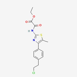 molecular formula C16H17ClN2O3S B2604763 Ethyl 2-({4-[4-(2-chloroethyl)phenyl]-5-methyl-1,3-thiazol-2-yl}amino)-2-oxoacetate CAS No. 866151-07-7