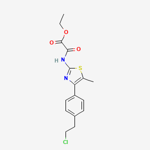 molecular formula C16H17ClN2O3S B2604763 乙基-2-({4-[4-(2-氯乙基)苯基]-5-甲基-1,3-噻唑-2-基}氨基)-2-氧代乙酸酯 CAS No. 866151-07-7