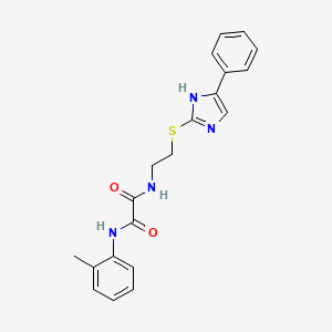 molecular formula C20H20N4O2S B2604765 N1-(2-((4-phenyl-1H-imidazol-2-yl)thio)ethyl)-N2-(o-tolyl)oxalamide CAS No. 897457-02-2