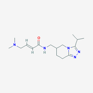 molecular formula C16H27N5O B2604771 (E)-4-(Dimethylamino)-N-[(3-propan-2-yl-5,6,7,8-tetrahydro-[1,2,4]triazolo[4,3-a]pyridin-6-yl)methyl]but-2-enamide CAS No. 2411326-97-9