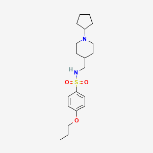 molecular formula C20H32N2O3S B2604788 N-((1-cyclopentylpiperidin-4-yl)methyl)-4-propoxybenzenesulfonamide CAS No. 953209-72-8