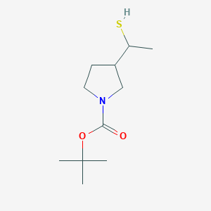molecular formula C11H21NO2S B2604821 Tert-butyl 3-(1-sulfanylethyl)pyrrolidine-1-carboxylate CAS No. 2172196-53-9