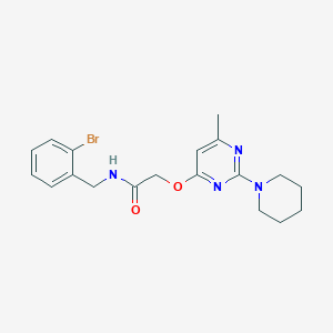 molecular formula C19H23BrN4O2 B2604925 N-[(2-Bromophenyl)methyl]-2-{[6-methyl-2-(piperidin-1-YL)pyrimidin-4-YL]oxy}acetamide CAS No. 1226446-51-0