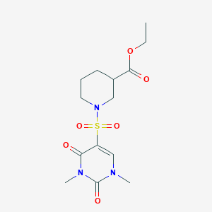 molecular formula C14H21N3O6S B2604928 ethyl 1-[(1,3-dimethyl-2,4-dioxo-1,2,3,4-tetrahydropyrimidin-5-yl)sulfonyl]piperidine-3-carboxylate CAS No. 874806-54-9