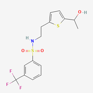 molecular formula C15H16F3NO3S2 B2605010 N-(2-(5-(1-hydroxyethyl)thiophen-2-yl)ethyl)-3-(trifluoromethyl)benzenesulfonamide CAS No. 2034345-21-4