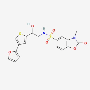 B2605067 N-{2-[4-(furan-2-yl)thiophen-2-yl]-2-hydroxyethyl}-3-methyl-2-oxo-2,3-dihydro-1,3-benzoxazole-5-sulfonamide CAS No. 2379953-06-5
