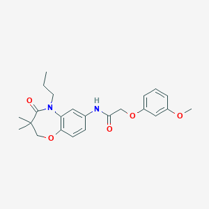 molecular formula C23H28N2O5 B2605117 N-(3,3-dimethyl-4-oxo-5-propyl-2,3,4,5-tetrahydro-1,5-benzoxazepin-7-yl)-2-(3-methoxyphenoxy)acetamide CAS No. 921564-86-5