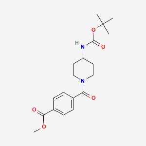 molecular formula C19H26N2O5 B2605138 Methyl 4-[4-(tert-butoxycarbonylamino)piperidine-1-carbonyl]benzoate CAS No. 784177-42-0