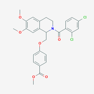 molecular formula C27H25Cl2NO6 B2605149 methyl 4-{[2-(2,4-dichlorobenzoyl)-6,7-dimethoxy-1,2,3,4-tetrahydroisoquinolin-1-yl]methoxy}benzoate CAS No. 681154-99-4