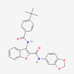 molecular formula C27H24N2O5 B2605164 N-(2H-1,3-benzodioxol-5-yl)-3-(4-tert-butylbenzamido)-1-benzofuran-2-carboxamide CAS No. 888459-07-2