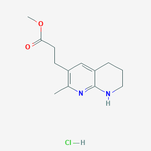 molecular formula C13H19ClN2O2 B2605187 methyl 3-(2-methyl-5,6,7,8-tetrahydro-1,8-naphthyridin-3-yl)propanoate hydrochloride CAS No. 2411271-87-7