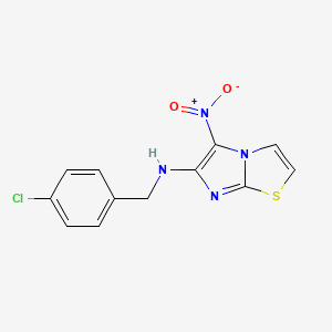 molecular formula C12H9ClN4O2S B2605204 N-(4-chlorobenzyl)-5-nitroimidazo[2,1-b][1,3]thiazol-6-amine CAS No. 339008-15-0