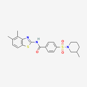 molecular formula C22H25N3O3S2 B2605221 N-(4,5-dimethyl-1,3-benzothiazol-2-yl)-4-[(3-methylpiperidin-1-yl)sulfonyl]benzamide CAS No. 888409-86-7