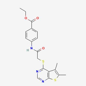 Ethyl 4-[2-({5,6-dimethylthieno[2,3-d]pyrimidin-4-yl}sulfanyl)acetamido]benzoate