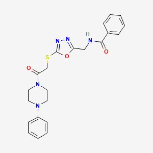 N-((5-((2-oxo-2-(4-phenylpiperazin-1-yl)ethyl)thio)-1,3,4-oxadiazol-2-yl)methyl)benzamide