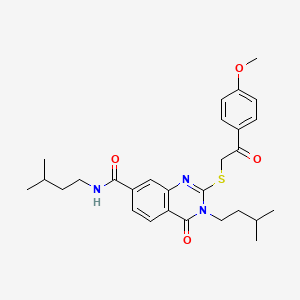2-{[2-(4-methoxyphenyl)-2-oxoethyl]thio}-N,3-bis(3-methylbutyl)-4-oxo-3,4-dihydroquinazoline-7-carboxamide