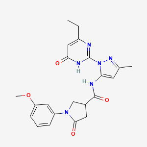 N-(1-(4-ethyl-6-oxo-1,6-dihydropyrimidin-2-yl)-3-methyl-1H-pyrazol-5-yl)-1-(3-methoxyphenyl)-5-oxopyrrolidine-3-carboxamide