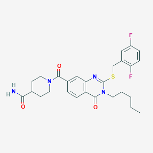 1-[2-[(2,5-Difluorophenyl)methylsulfanyl]-4-oxo-3-pentylquinazoline-7-carbonyl]piperidine-4-carboxamide