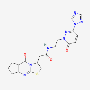 2-(2-Oxo-10-thia-1,8-diazatricyclo[7.3.0.03,7]dodeca-3(7),8-dien-12-yl)-N-[2-[6-oxo-3-(1,2,4-triazol-1-yl)pyridazin-1-yl]ethyl]acetamide