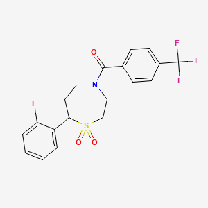 (7-(2-Fluorophenyl)-1,1-dioxido-1,4-thiazepan-4-yl)(4-(trifluoromethyl)phenyl)methanone