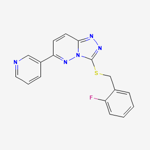 molecular formula C17H12FN5S B2605361 3-[(2-氟苯基)甲基硫基]-6-吡啶-3-基-[1,2,4]三唑[4,3-b]吡啶嗪 CAS No. 894057-00-2
