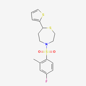 4-((4-Fluoro-2-methylphenyl)sulfonyl)-7-(thiophen-2-yl)-1,4-thiazepane