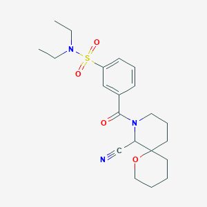 molecular formula C21H29N3O4S B2605366 3-{7-cyano-1-oxa-8-azaspiro[5.5]undecane-8-carbonyl}-N,N-diethylbenzene-1-sulfonamide CAS No. 2094573-21-2