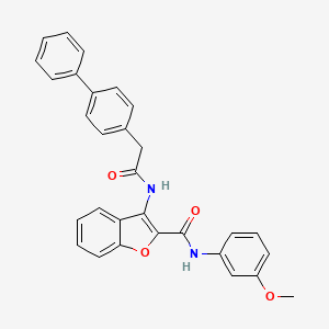 molecular formula C30H24N2O4 B2605370 3-(2-([1,1'-biphenyl]-4-yl)acetamido)-N-(3-methoxyphenyl)benzofuran-2-carboxamide CAS No. 887895-53-6