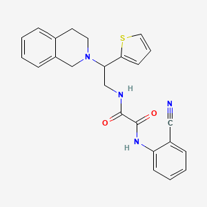 molecular formula C24H22N4O2S B2605384 N1-(2-cyanophenyl)-N2-(2-(3,4-dihydroisoquinolin-2(1H)-yl)-2-(thiophen-2-yl)ethyl)oxalamide CAS No. 903261-42-7