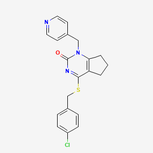 molecular formula C20H18ClN3OS B2605386 4-((4-氯苄基)硫)-1-(吡啶-4-基甲基)-6,7-二氢-1H-环戊二氮并[5H]嘧啶-2(5H)-酮 CAS No. 899731-31-8