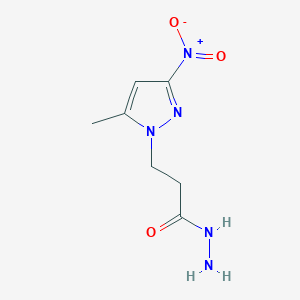 molecular formula C7H11N5O3 B2605389 3-(5-methyl-3-nitro-1H-pyrazol-1-yl)propanohydrazide CAS No. 1001755-69-6