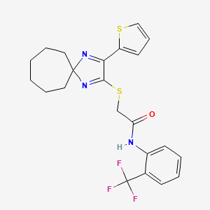2-((3-(thiophen-2-yl)-1,4-diazaspiro[4.6]undeca-1,3-dien-2-yl)thio)-N-(2-(trifluoromethyl)phenyl)acetamide