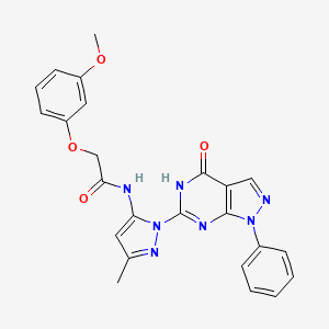 B2605421 2-(3-methoxyphenoxy)-N-(3-methyl-1-(4-oxo-1-phenyl-4,5-dihydro-1H-pyrazolo[3,4-d]pyrimidin-6-yl)-1H-pyrazol-5-yl)acetamide CAS No. 1019097-67-6