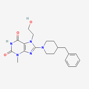 molecular formula C20H25N5O3 B2605432 8-(4-benzylpiperidin-1-yl)-7-(2-hydroxyethyl)-3-methyl-1H-purine-2,6(3H,7H)-dione CAS No. 862198-32-1
