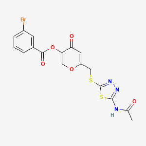 molecular formula C17H12BrN3O5S2 B2605435 6-(((5-乙酰氨基-1,3,4-噻二唑-2-基)硫)甲基)-4-氧代-4H-吡喃-3-基 3-溴苯甲酸酯 CAS No. 896015-59-1