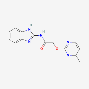 molecular formula C14H13N5O2 B2605439 N-(1H-benzo[d]imidazol-2-yl)-2-((4-methylpyrimidin-2-yl)oxy)acetamide CAS No. 1286705-15-4