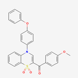 molecular formula C28H21NO5S B2605444 [1,1-dioxido-4-(4-phenoxyphenyl)-4H-1,4-benzothiazin-2-yl](4-methoxyphenyl)methanone CAS No. 1114886-39-3