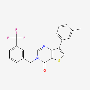 molecular formula C21H15F3N2OS B2605448 7-(3-methylphenyl)-3-[3-(trifluoromethyl)benzyl]thieno[3,2-d]pyrimidin-4(3H)-one CAS No. 1207020-99-2